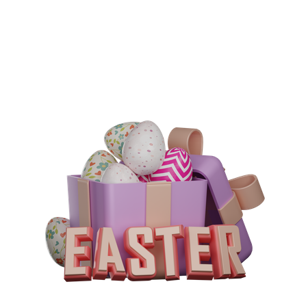 Easter gift egg box  3D Illustration