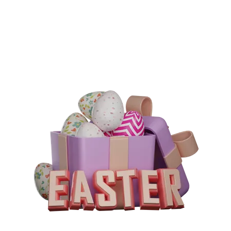 Easter gift egg box  3D Illustration