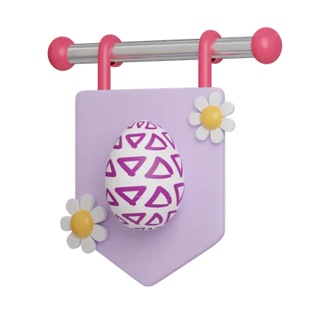 Easter Egg Sign And Daisy Flower Icons 3 D Illustration Easter Festive 3D Icon