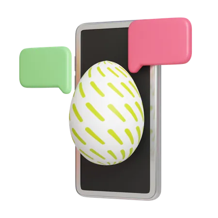 Digital Easter Egg On Smartphone With Message Easter Egg Icons 3 D Illustration Easter Festive 3D Icon