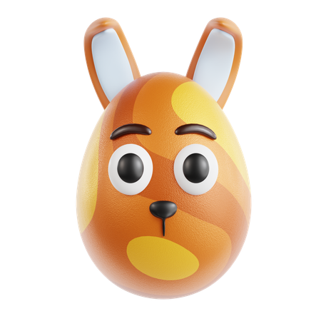 이스터 오렌지 토끼  3D Icon