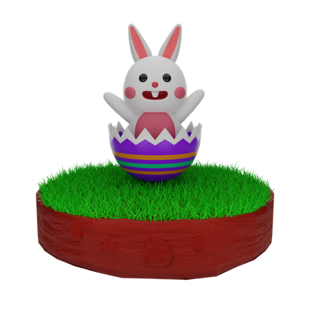 Easter Rabbit from egg  3D Illustration