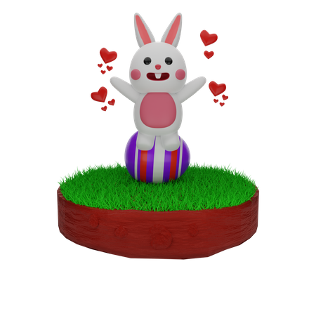 Easter Rabbit love Easter Egg 3D Illustration