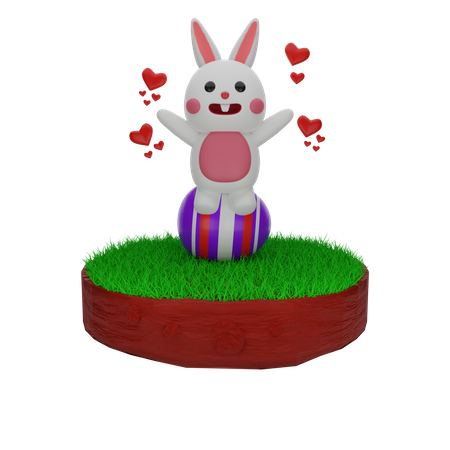 Easter Rabbit love Easter Egg  3D Illustration