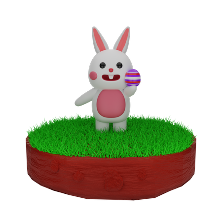 Easter Rabbit with Easter egg  3D Illustration