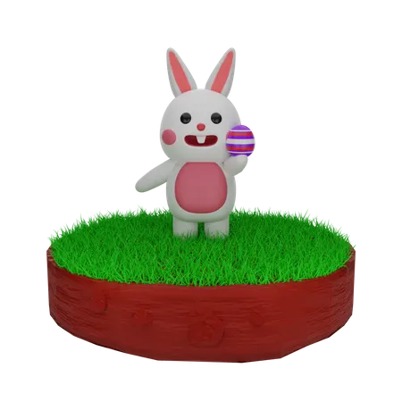 Easter Rabbit with Easter egg  3D Illustration