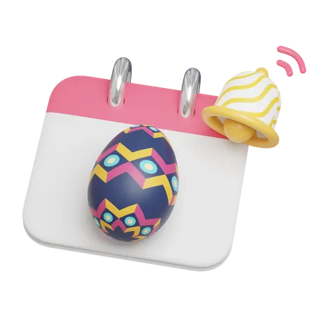 Easter Egg Reminder On Calendar With Notification Bell Easter Egg Icons 3 D Illustration Easter Festive 3D Icon