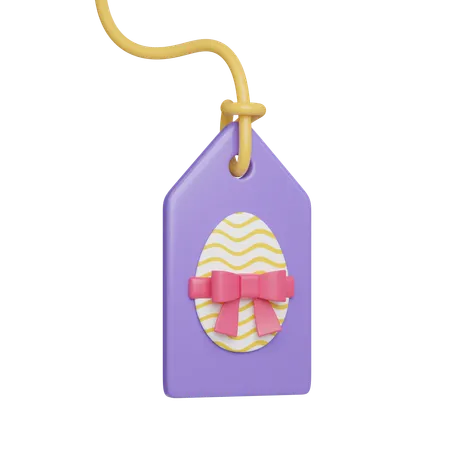 Easter Egg Tag And Pink Bow Icons 3 D Illustration Easter Festive 3D Icon