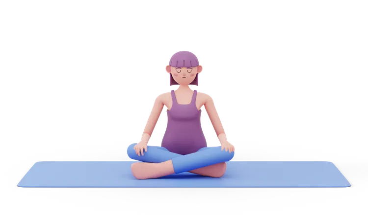 Easy Yoga Pose  3D Illustration