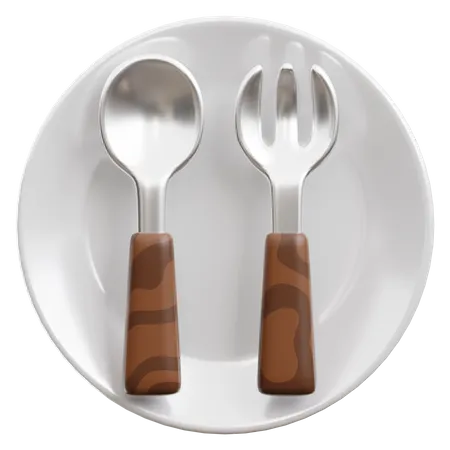 Plate With Spoon And Fork 3D Icon