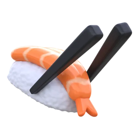 Ebi nigiri avec des baguettes  3D Icon