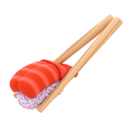 Ebi Nigiri In Chopstick  3D Icon