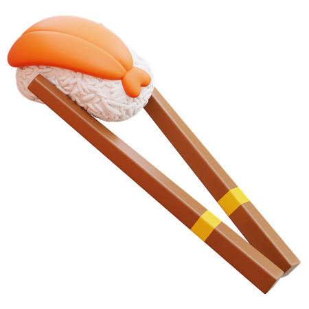 젓가락으로 먹는 에비 니기리 스시  3D Icon