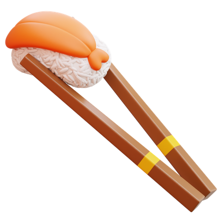 Ebi Nigiri Sushi With Chopsticks  3D Icon