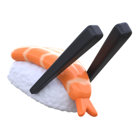 Ebi Nigiri With Chopstick  3D Icon