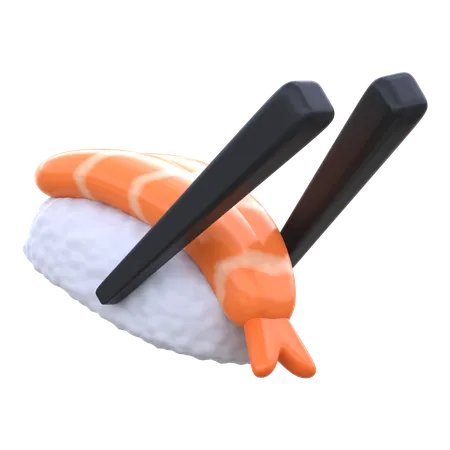 Ebi Nigiri With Chopstick  3D Icon