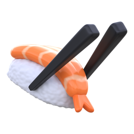 Ebi Nigiri With Chopstick  3D Icon