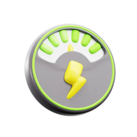 Electric Car Ev Vehicle Speedometer With Bolt Lightning Symbol 3 D Icon Illustration Render Design 3D Icon