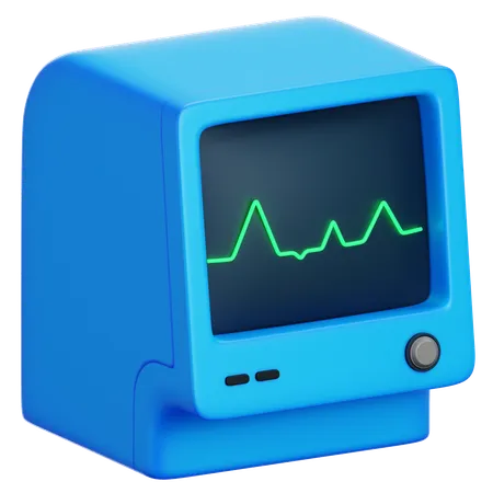 Ecg Machine Display With Heartbeat Pulse Trace Sign Electrocardiogram Beat Rate Wave Medical And Healthcare Concept 3 D Icon With Transparent Background 3D Icon