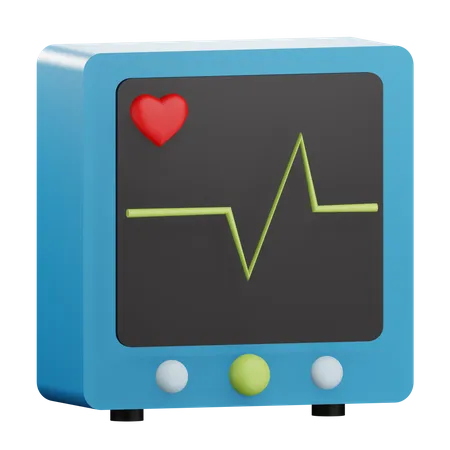 3 D Heart Monitoring Illustration With Transparetnt Background 3D Icon
