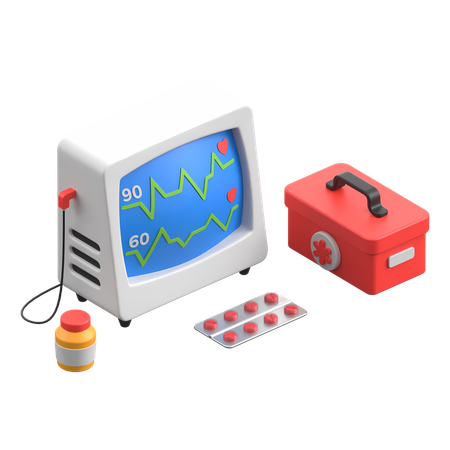 Ecg Monitor  3D Icon