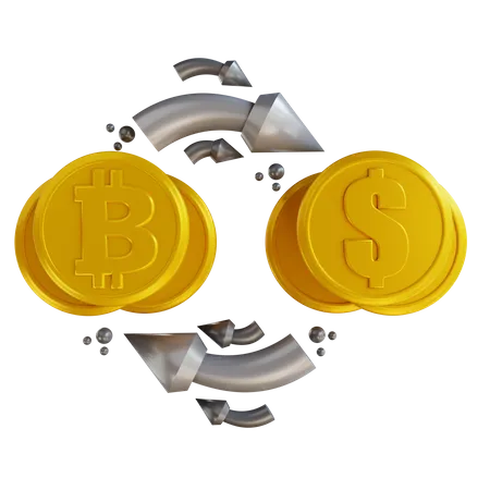 Échange de bitcoins  3D Illustration