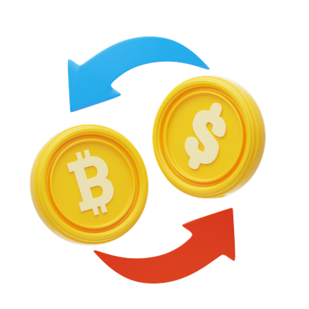 Échange de bitcoins en dollars  3D Icon