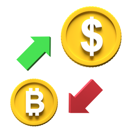 Échange de dollars Bitcoin  3D Illustration