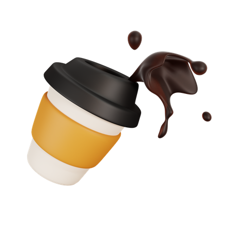 Éclaboussure de café dans une tasse à café en papier  3D Icon