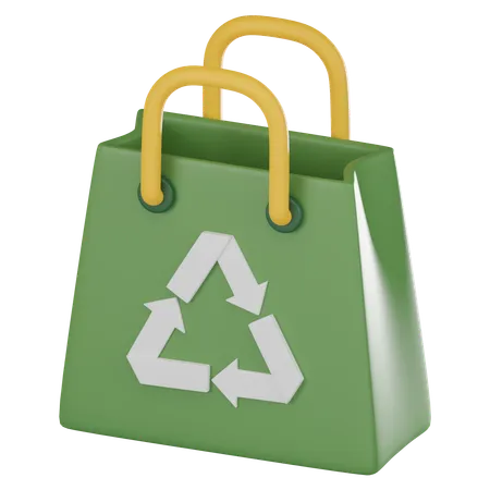 Eco Conscious Living Of Recycled Shopping Bag Powerful Symbol Of Sustainability Ideal For Conveying Environmental Responsibility And Green Consumerism 3 D Render Illustration 3D Icon