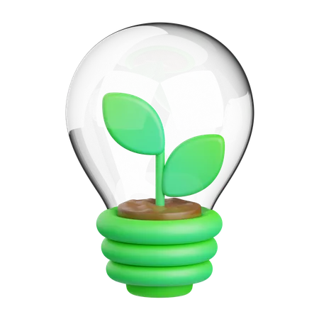 3 D Rendering Eco Bulb Isolated Useful For Ecology Energy Eco Green Recycling And Technology 3D Icon