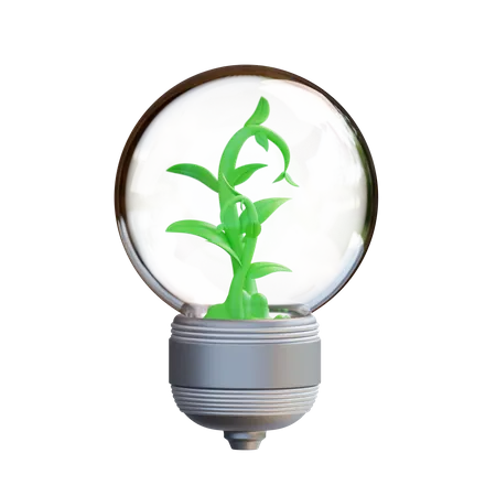 3 D Illustration Of A Plant Inside A Light Bulb 3D Icon