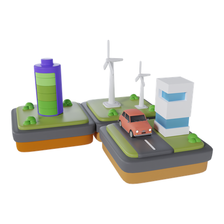 Ciudad ecológica  3D Icon