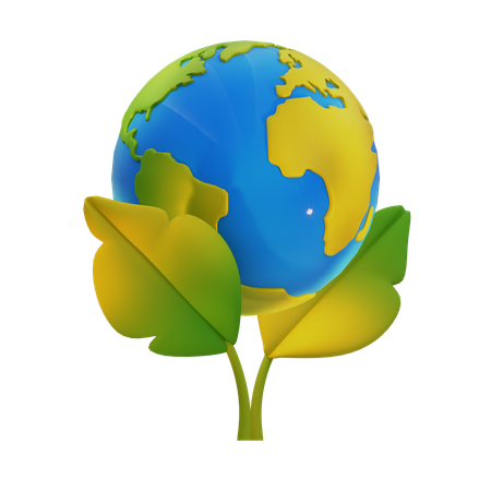 Eco Earth With Leaves  3D Icon
