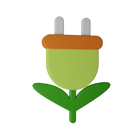 Flor Energia Verde 3D Icon