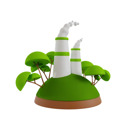 Fábrica ecológica  3D Icon