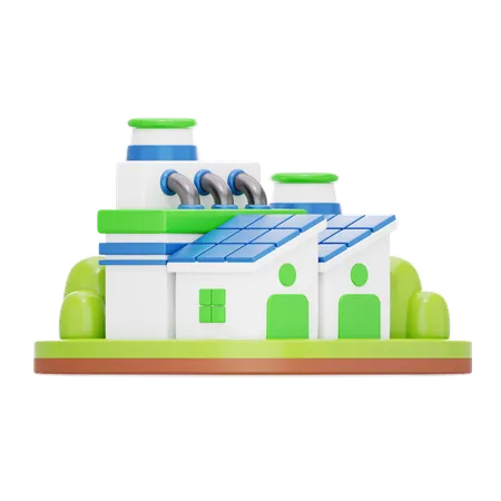 Fábrica ecológica  3D Icon