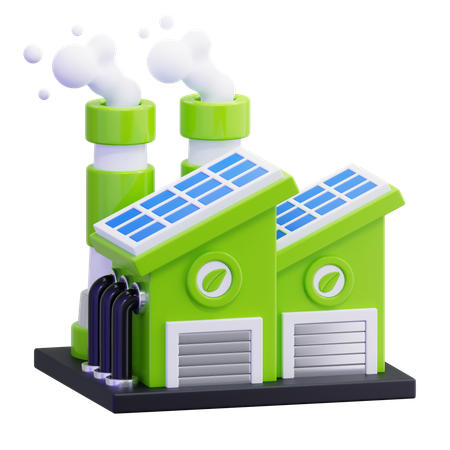 Fábrica ecológica  3D Icon