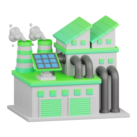 3 D Rendering Eco Factory Isolated Useful For Ecology Energy Eco Green Recycling And Technology 3D Icon