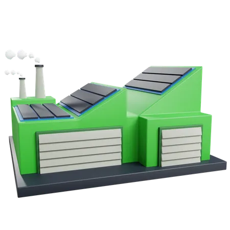 3 D Eco Factory With Isolated Background 3D Icon