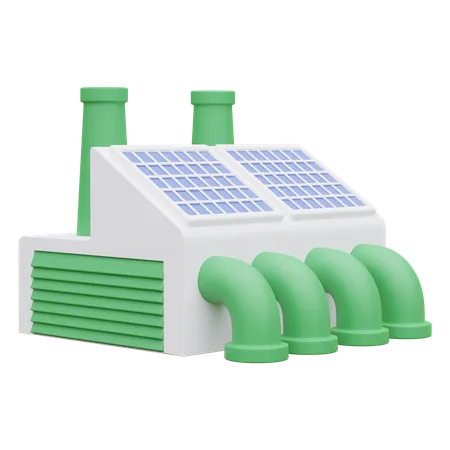 Green Eco Factory With Solar Cell Panel 3 D Icon Illustration 3D Icon