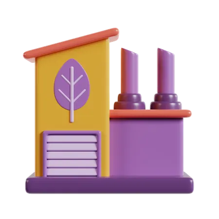 3 D Illustration Of Ecology Factory Rendering Icon 3D Icon