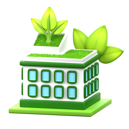 Eco-Friendly Building  3D Icon
