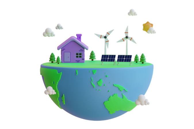 Eco Friendly Earth  3D Icon