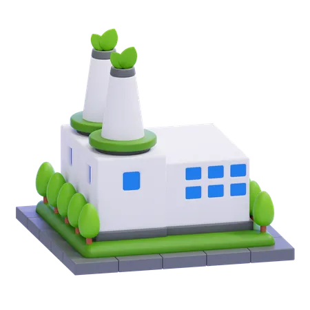 Eco-Friendly Factory  3D Icon