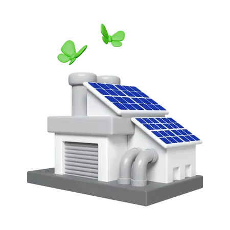 3 D Eco Friendly Factory Compound Eco Green Energy Sustainable Industry And Manufacturing Concept Icon Isolated On White Background 3 D Rendering Illustration Clipping Path 3D Icon