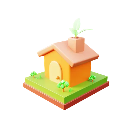 Eco-friendly house  3D Illustration