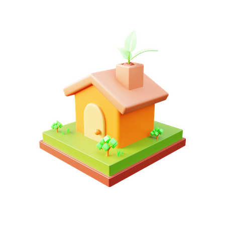 Eco-friendly house 3D Illustration