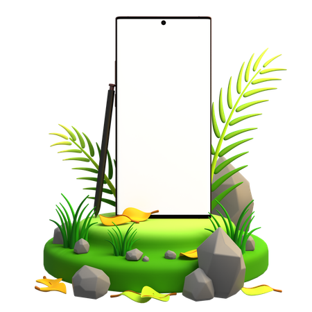 Eco Green phone screen  3D Illustration