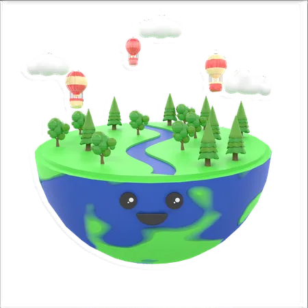 Eco Planet 3D Illustration